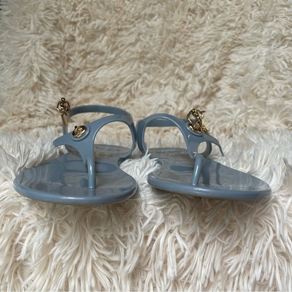 Coach pelican T-strap jelly sandal dust blue with gold accents size 38 or 7.5 - Picture 5 of 10
